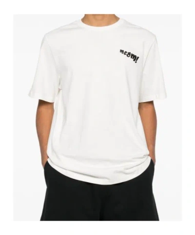 Msgm Logo Embroidered Jersey T-shirt In White