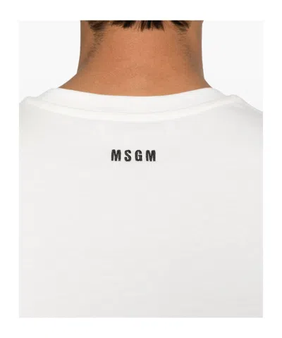 Msgm Logo Embroidered Jersey T-shirt In White