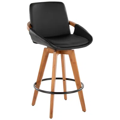 Lumisource Cosmo Counter Stool In Walnut And Black Pu By  In Black