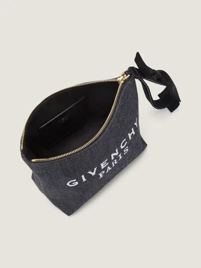Givenchy Small  Pouch In Denim With Bow In Black