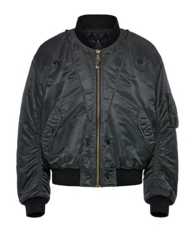 Maison Margiela Nylon Blend Bomber Jacket With Polyester Lining In Black