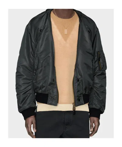 Maison Margiela Nylon Blend Bomber Jacket With Polyester Lining In Black