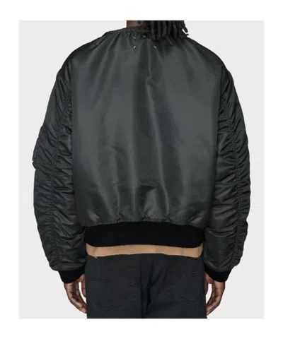 Maison Margiela Nylon Blend Bomber Jacket With Polyester Lining In Black