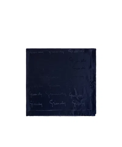 Givenchy Logo-print Silk Scarf In Blue