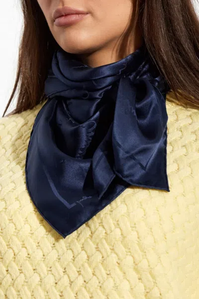 Givenchy Logo-print Silk Scarf In Blue