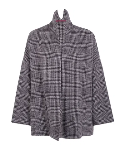 Daniela Gregis Prince Of Wales Check-pattern Oversized Jacket In Gray