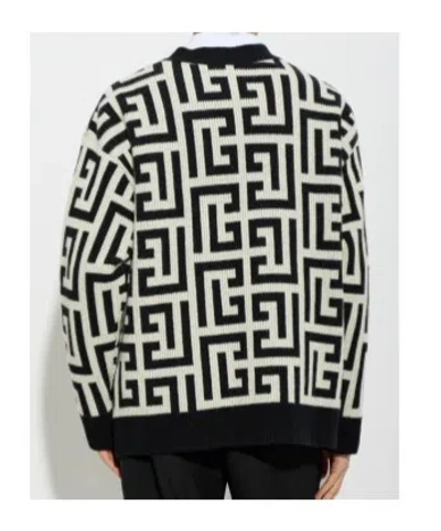 Balmain Monogram V Neck Mid Length Cardigan In Multi