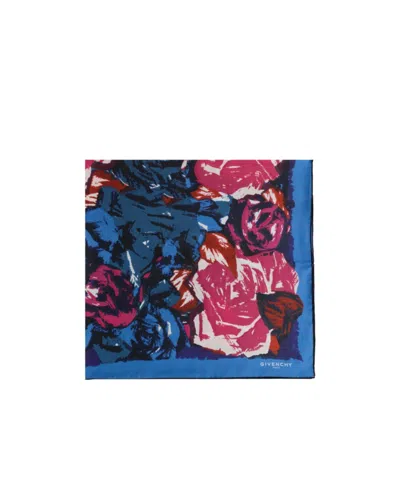 Givenchy Square Silk Scarf In Blue