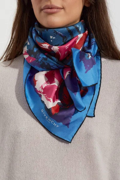 Givenchy Square Silk Scarf In Blue