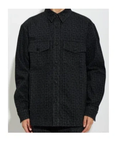 Balmain Monogram Maze Pattern Shirt In Black