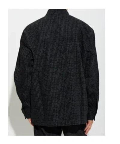 Balmain Monogram Maze Pattern Shirt In Black