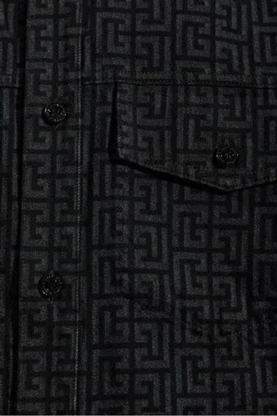 Balmain Monogram Maze Pattern Shirt In Black