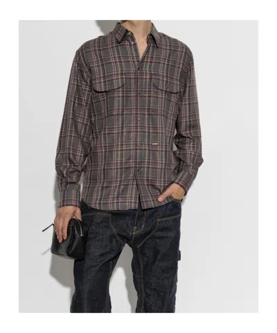 Dsquared2 Check-pattern Flap-pocket Shirt In Black