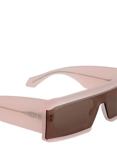 Alaïa Rectangular Mask Sunglasses High Coverage Design In Brown
