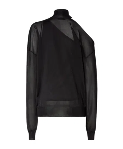 Fendi Organza Pull Sweater In Black