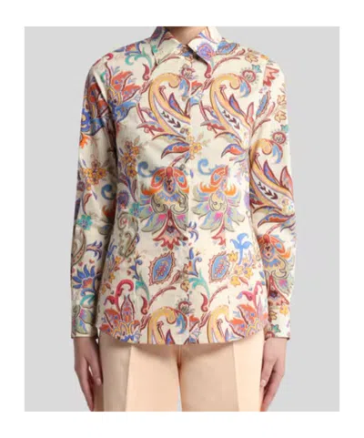 Etro Printed Poplin Shirt In Multi