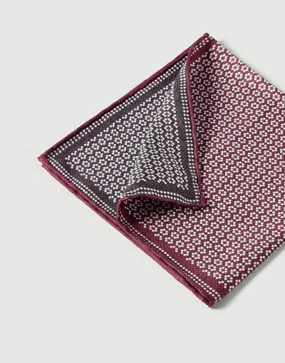 Brunello Cucinelli Silk Geometric-pattern Pocket Square In Burgundy