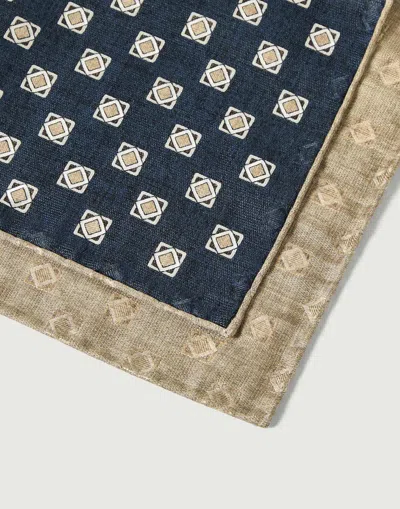 Brunello Cucinelli Silk Geometric-pattern Pocket Square In Nude