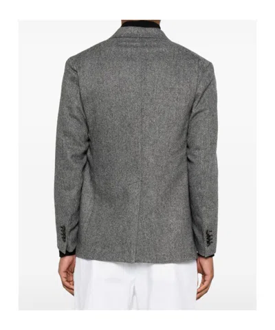 Tagliatore Double-breasted Houndstooth Blazer In Gray