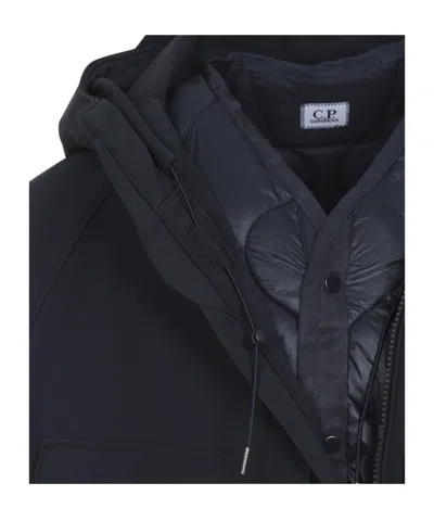 C.p. Company C.p.company Total Eclipse Shell Padded Hooded Lens Jacket In Blue