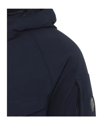 C.p. Company C.p.company Total Eclipse Shell Padded Hooded Lens Jacket In Blue
