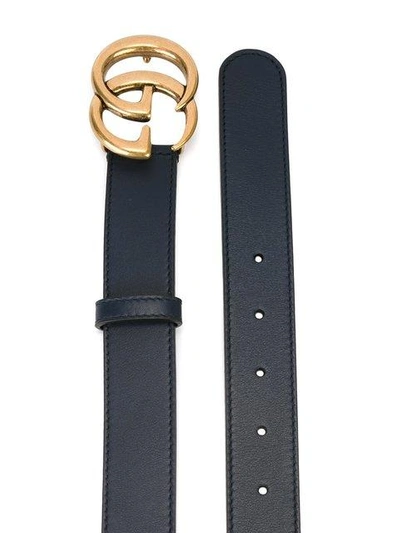 Shop Gucci Interlocking Gg Buckle Belt In Blue
