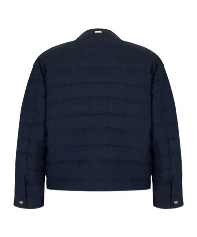 Herno Long-sleeved Down Jacket In Blue