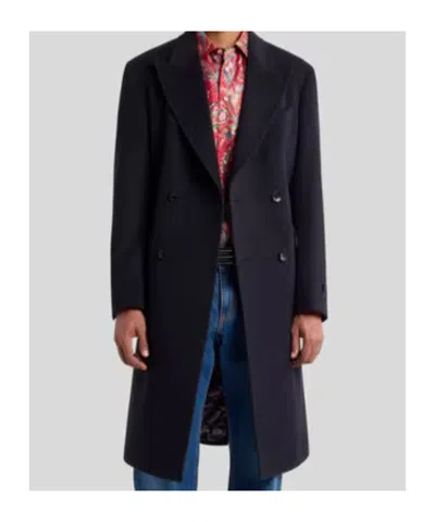 Etro Double-breasted Cashmere Coat In Multi