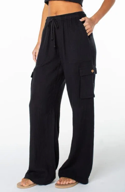 Roxy Precious Cargo Drawstring Pants In Black