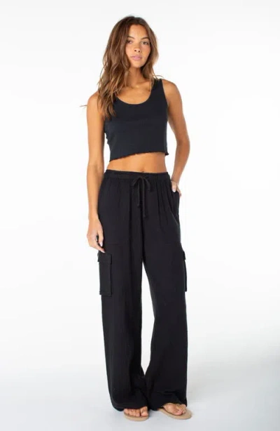 Roxy Precious Cargo Drawstring Pants In Black