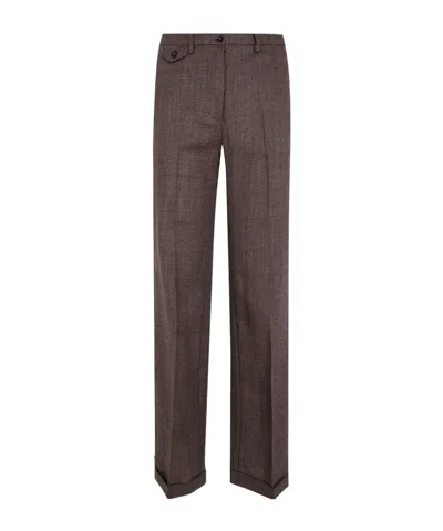 Seventy Houndstooth-pattern Wool Trousers In Brown
