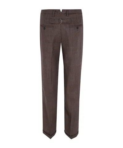 Seventy Houndstooth-pattern Wool Trousers In Brown