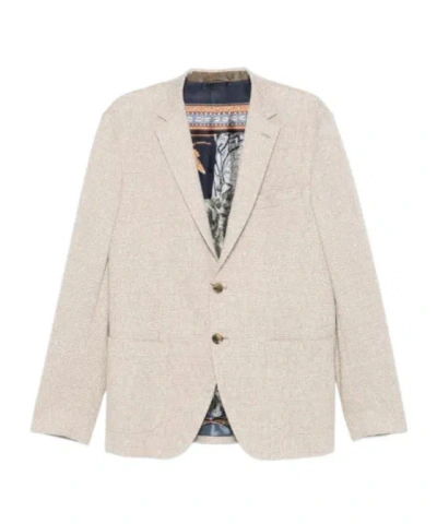 Etro Checked Two-button Blazer In White