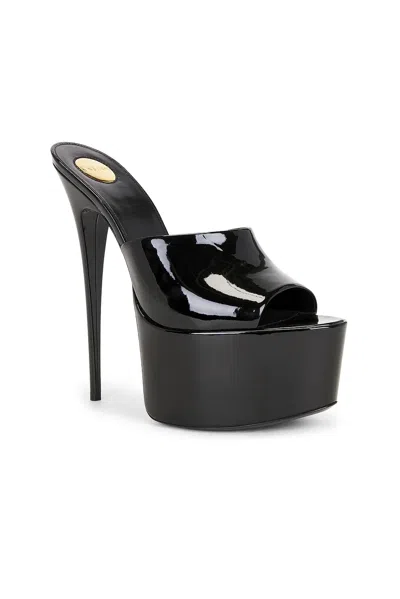 Saint Laurent 110mm Kika Patent Leather Platform Mules In Black