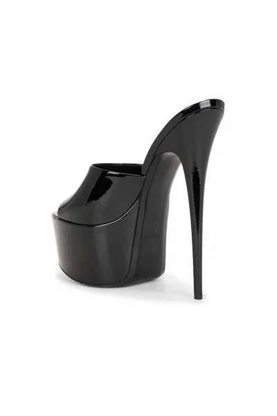 Saint Laurent 110mm Kika Patent Leather Platform Mules In Black
