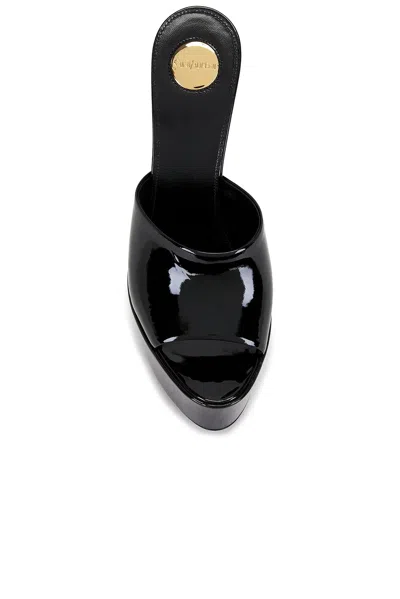 Saint Laurent 110mm Kika Patent Leather Platform Mules In Black