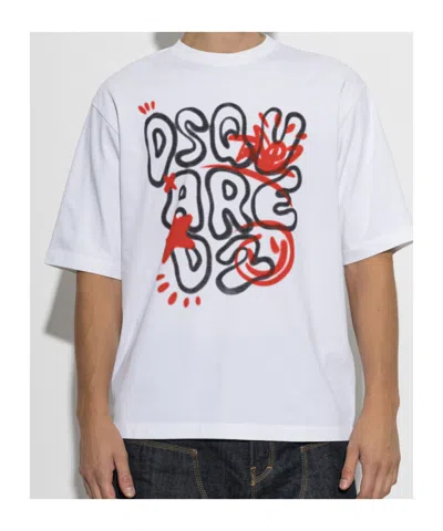 Dsquared2 Dsquared White Cotton Oversize T-shirt In White