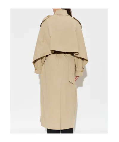 Balmain Collared Long-sleeved Coat In Beige
