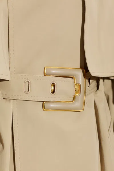 Balmain Collared Long-sleeved Coat In Beige