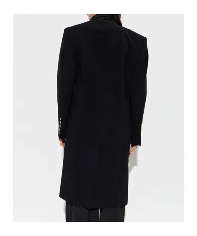 Balmain Collared Long-sleeved Coat In Black