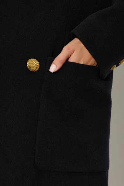 Balmain Collared Long-sleeved Coat In Black