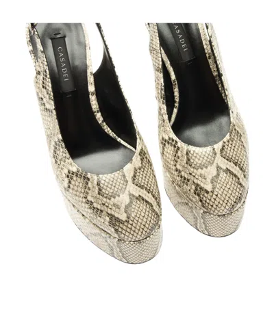 Casadei Patty Python-print Platform Pumps In Neutral