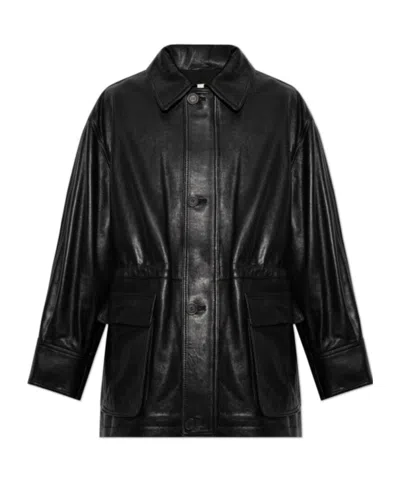 Arma Black Maeve Leather Drawstring Jacket In Black