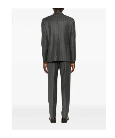 Tagliatore Stripe-pattern Double-breasted Suit In Gray