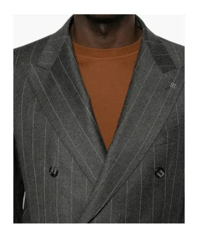 Tagliatore Stripe-pattern Double-breasted Suit In Gray