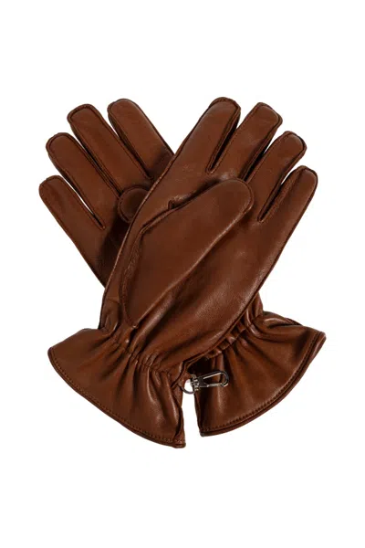 Dsquared2 Quilted Leather Gloves In Brown