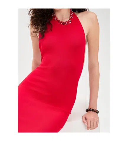 Staud Backless Dress In Red