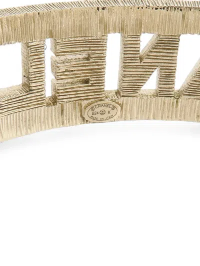 Pre-owned Chanel Cc Logo Bangle In Gold