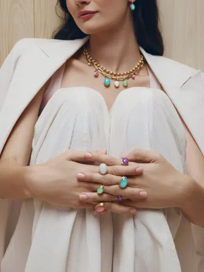 Nanis Boules Amazonite Diamond Ring In Multi