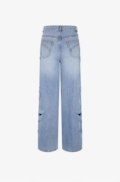 Zimmermann Alchemy Applique Relaxed Flare Jeans In Sea Foam In Blue
